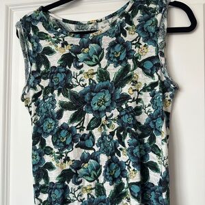 LOFT Floral Tank Top - Blue and Green size small